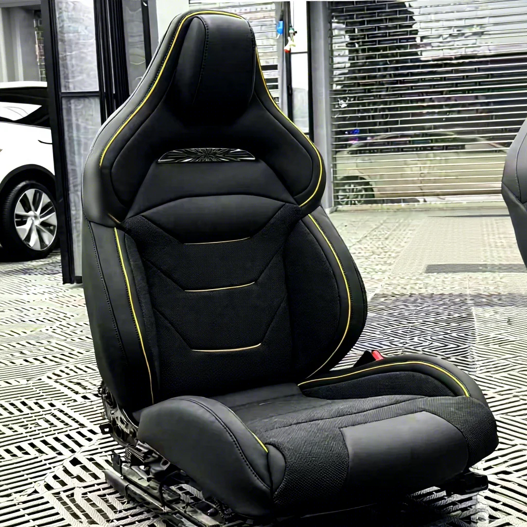 Sports Seat Modification For Tesla Model 3 Model Y Racing Car Seat With Leather And Fabric Ventilation Features Upgrade Kit