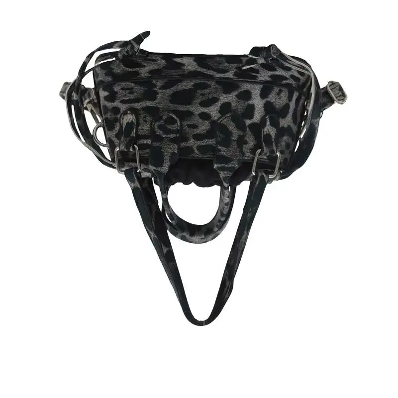 Niche Design Version of Fashion Mouth Red Envelope Texture Foreign Style Portable Small Bag Leopard Print Spice Girl Sweet Wind