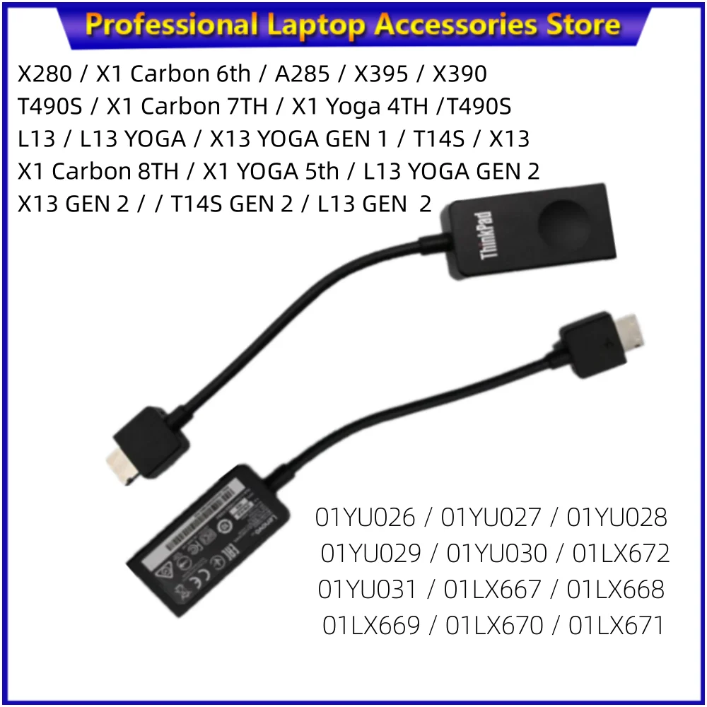 Pour Lenovo Thinkpad X280 A285 X395 T490s X390 X390 Yoga Adaptateur Dongle Câble 01YU026 01LX671 01LX667 01YU028 01LX672 01YU031