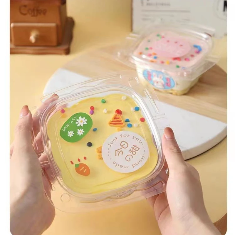 25PC/50PC Handheld Flower Basket Cake Packaging Box Transparent Soy Milk Thousand Layer Tiramisu Ice Powder Packaging Boxes