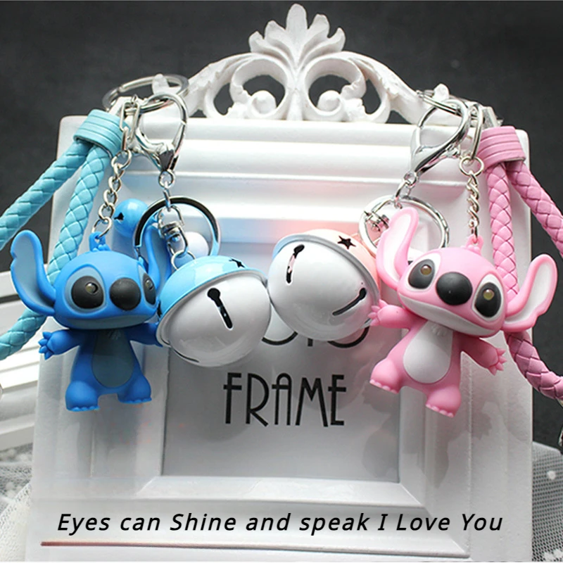 Disney Stitch Cute LED Light Emitting Sound Key Chain Creative Gift Pendant Torch Doll Machine Gift Flashlight Key Ring