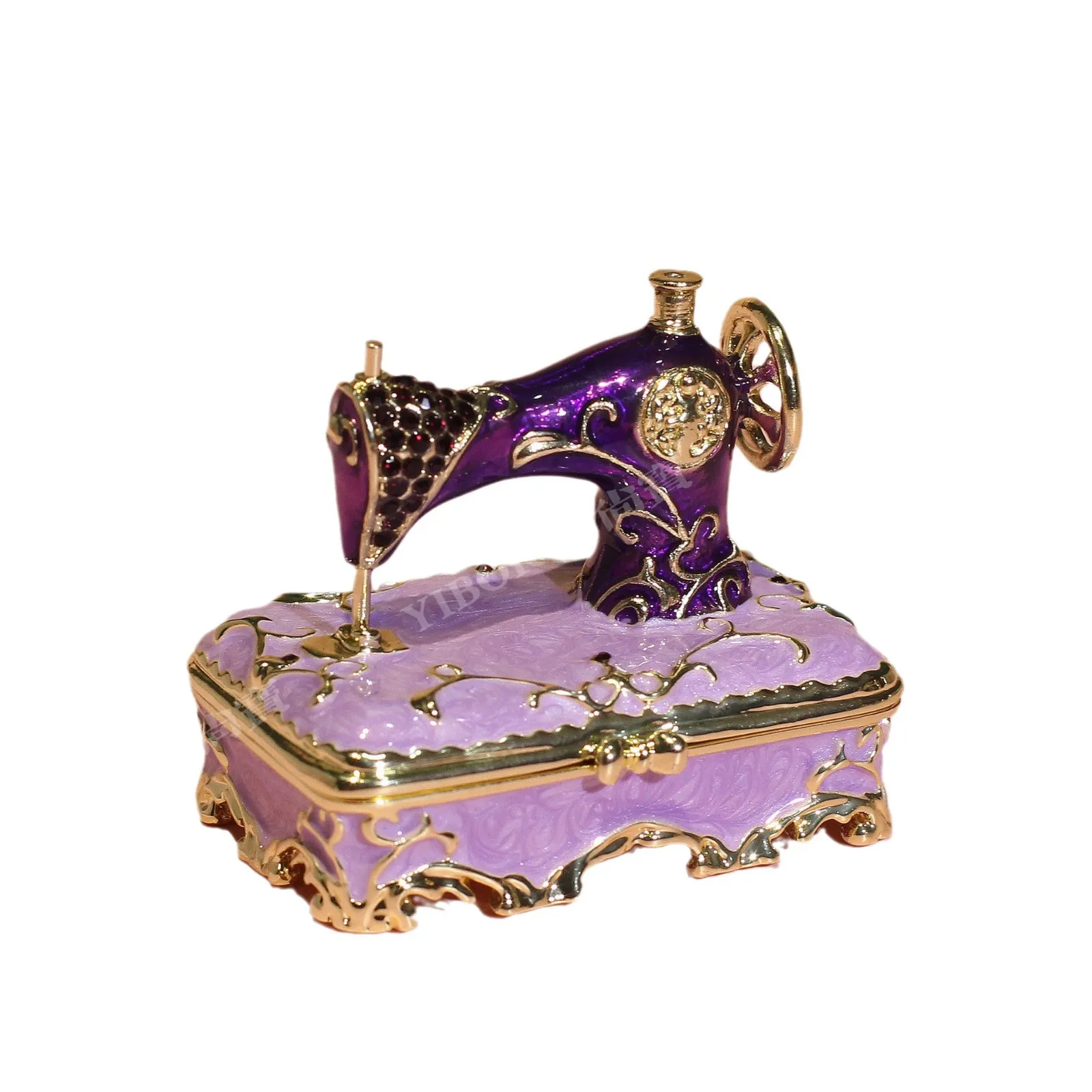 Sewing Machine Trinket Box Tabletop Ornament With Rhinestones Decorative Figurine Jewelry Holder Mother's Day Gift
