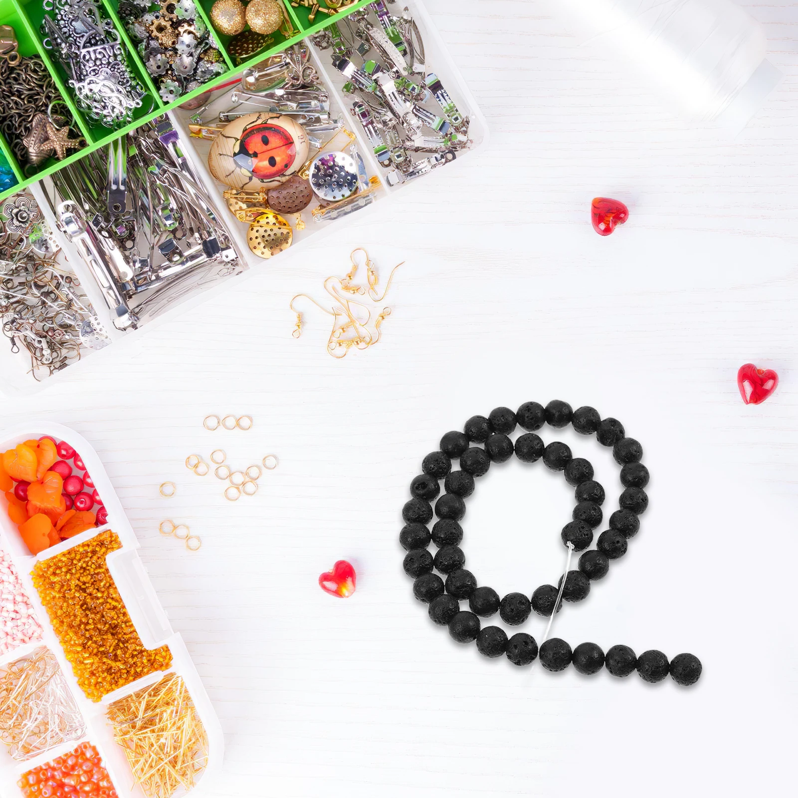 

6 Strings Lava Rock Beads Natural Volcanic Lava 8mm Round Gemstone for DIY Jewelry Making Crafts Decoration Obsidian Beads