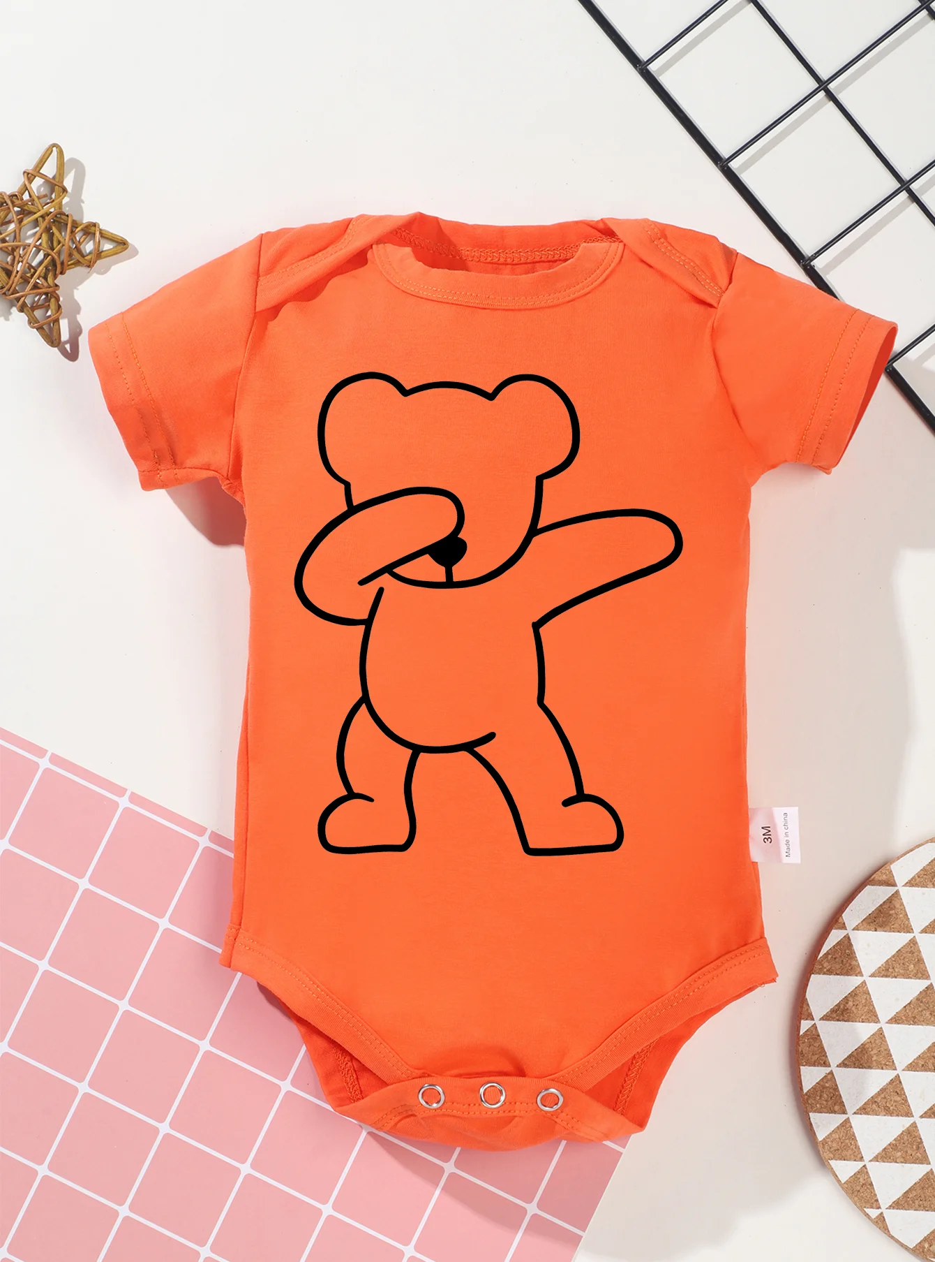 Harajuku Baby Girl Boy 0-24M Onesie Infant Short Sleeve Toddler Simple Newborn Bodysuit Jumpsuit Trendy Romper Bear Pattern