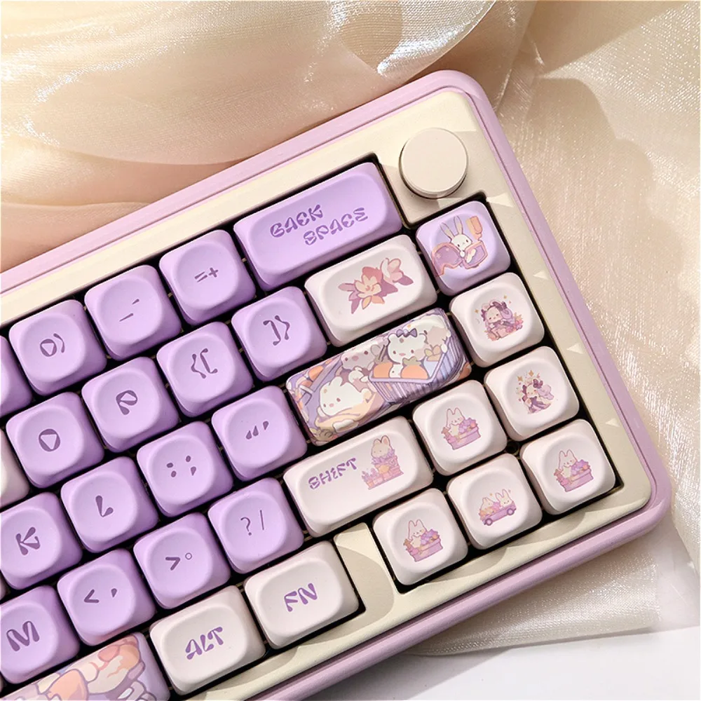 

MOA Lolita soft cute bunny keycap PBT 131 keys, cute, hot sublimation adaptation custom mechanical keyboard accessories