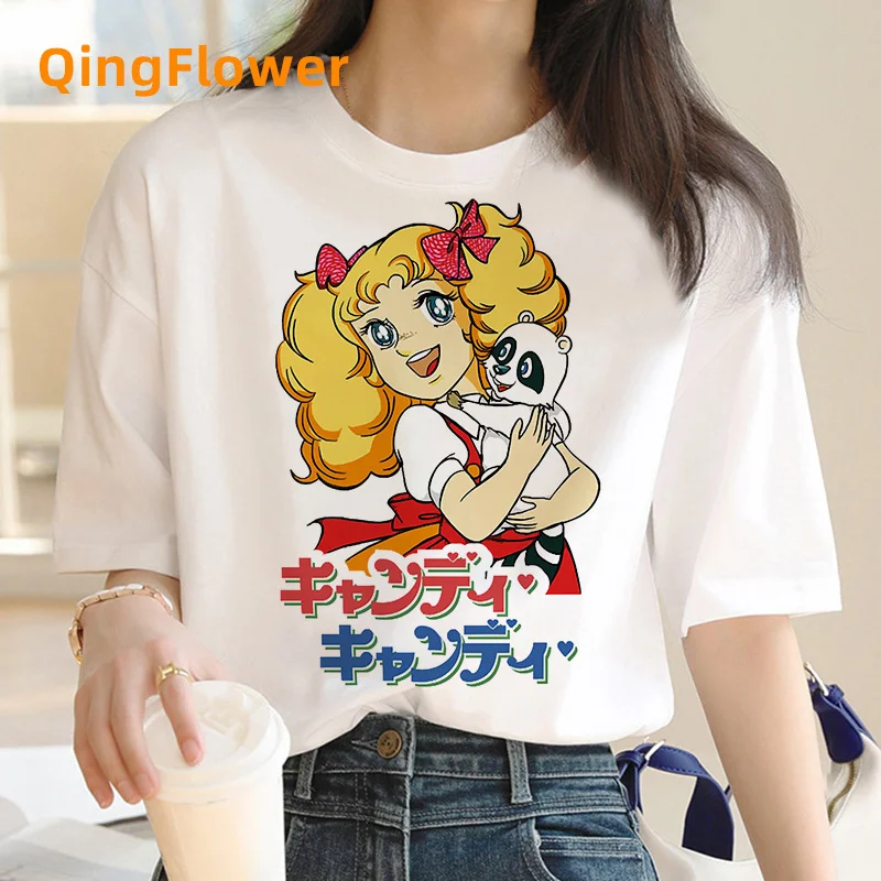 Candy Candy Anime Summer Top Tshirt Femen Print White T Shirt Grunge Anime Manga T Shirt Top Tees Graphic Aesthetic