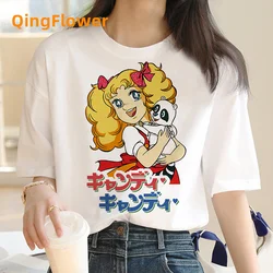 Camiseta de Anime Candy para mujer, camiseta blanca estampada, camiseta de Manga de Anime Grunge, camisetas estéticas gráficas