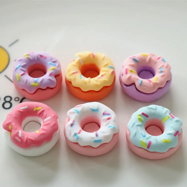 10pcs Kawaii New Cute Mini Donut Flat Back Resin Cabochons Scrapbooking DIY Jewelry Craft Decoration Embellishments Accessories