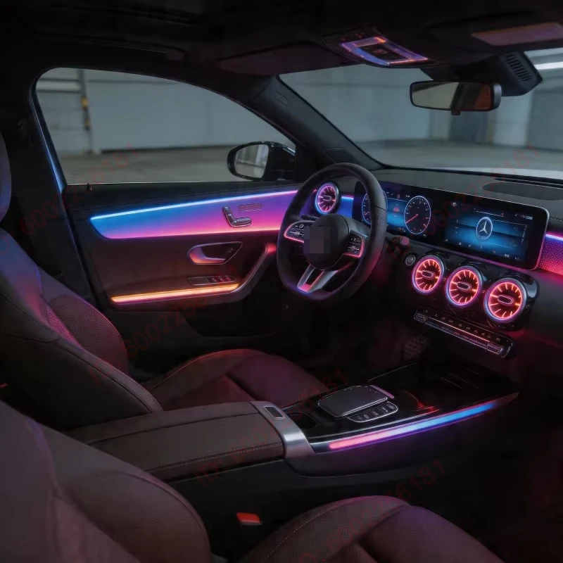 Car Accessories Turbine Air Outlet Led Ambient Lights Air Vent Inlet Trim Ambient Light for Mercedes-Benz a Class W177 CLA W118