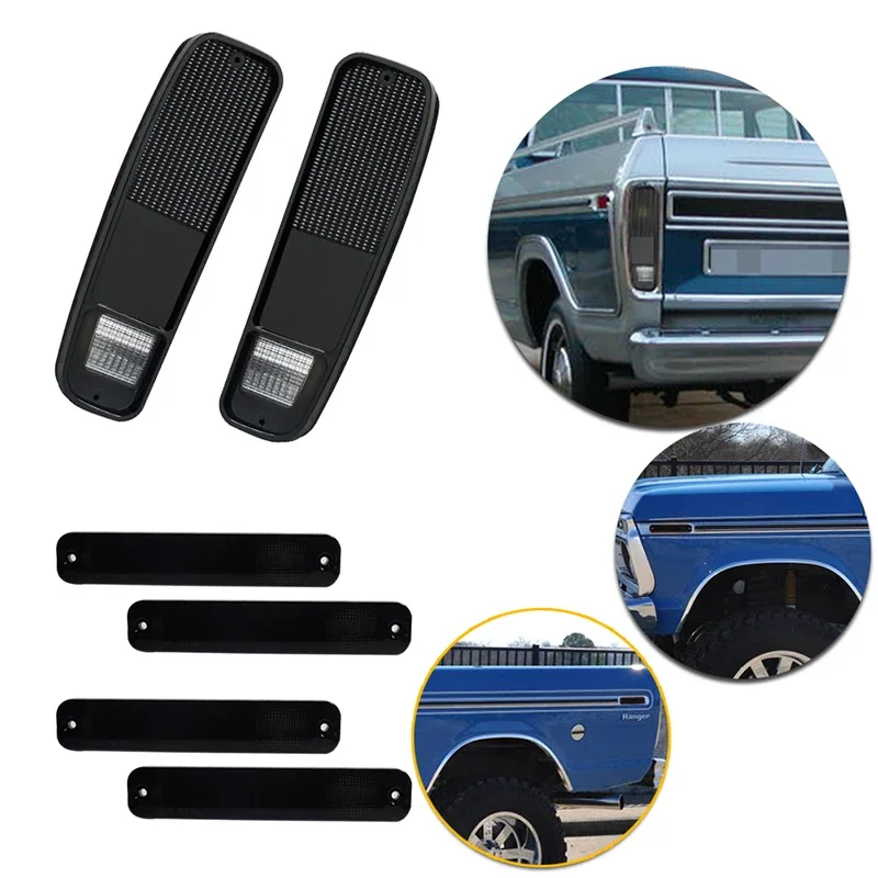 For Ford Truck / Econoline Van / Bronco Front Rear Fender Side Marker Light & Rear Tail Light Cover Shells Kit No Bulb / Socket