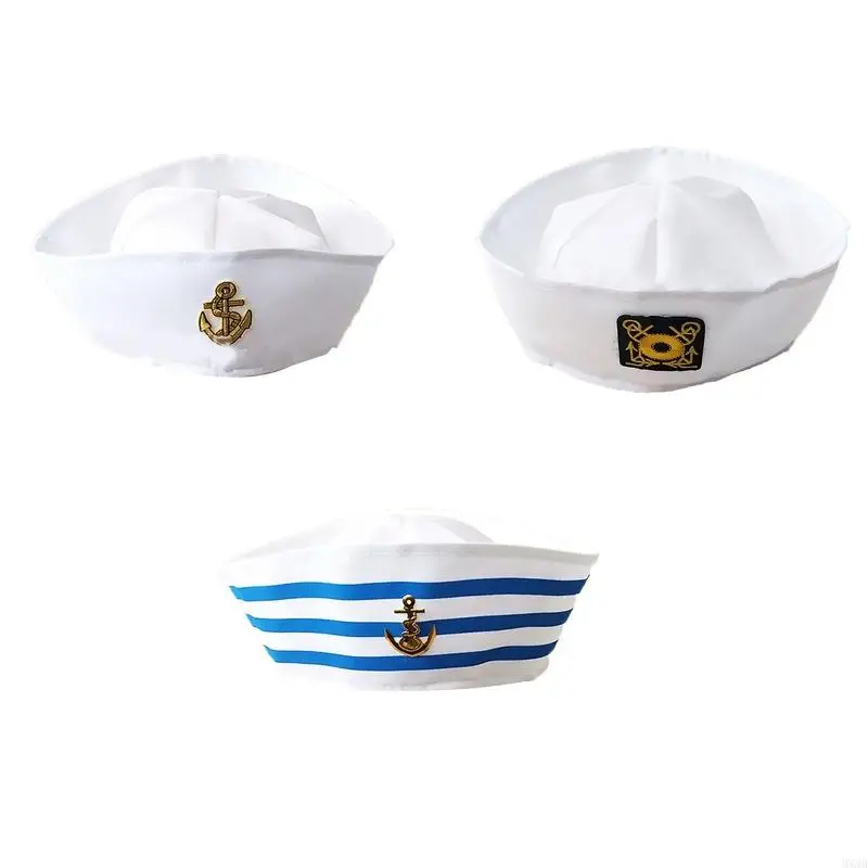 

MXMB White Marine Captain Children Adult Hat for Stage Performances