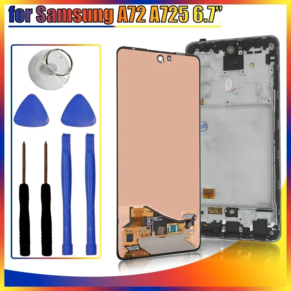 

Tested AMOLED LCD for Samsung Galaxy A72 4G A725F LCD Display Touch Screen Digitizer Replacement for Samsung A725 A725M A725F