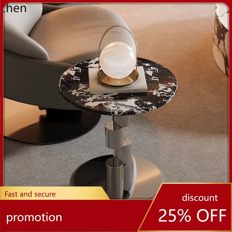 ZML Home Sofa Living Room Stainless Steel Microcrystalline Stone Corner Table Bedroom Side Table