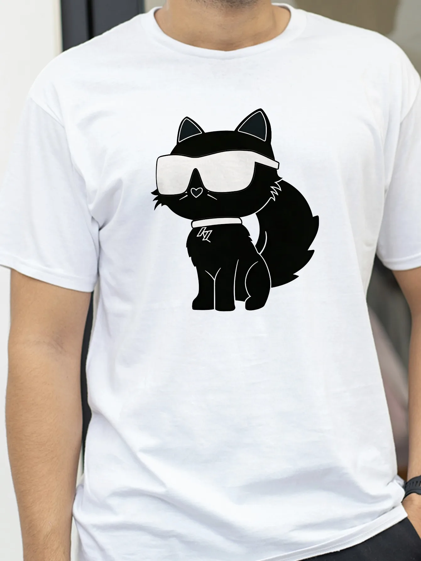 

Male and Female Couples Neutral Cartoon Cat Fashion Crew Neck Short T-shirt Printed Trend Summer Top Short Sleeve Women Clothing