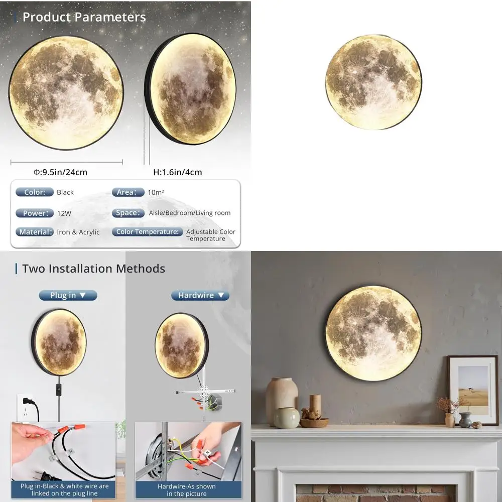 

Modern 12W LED Wall Light with Remote Control, 9.5 Dimming, Black Indoor Fixture for Home Corridors