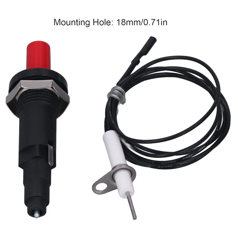 2 PCS Durable Plastic Piezo Igniter Black 1 Meter Wire Push Button Igniter Ignition Needle Universal Gas Grill Igniter Gas Oven