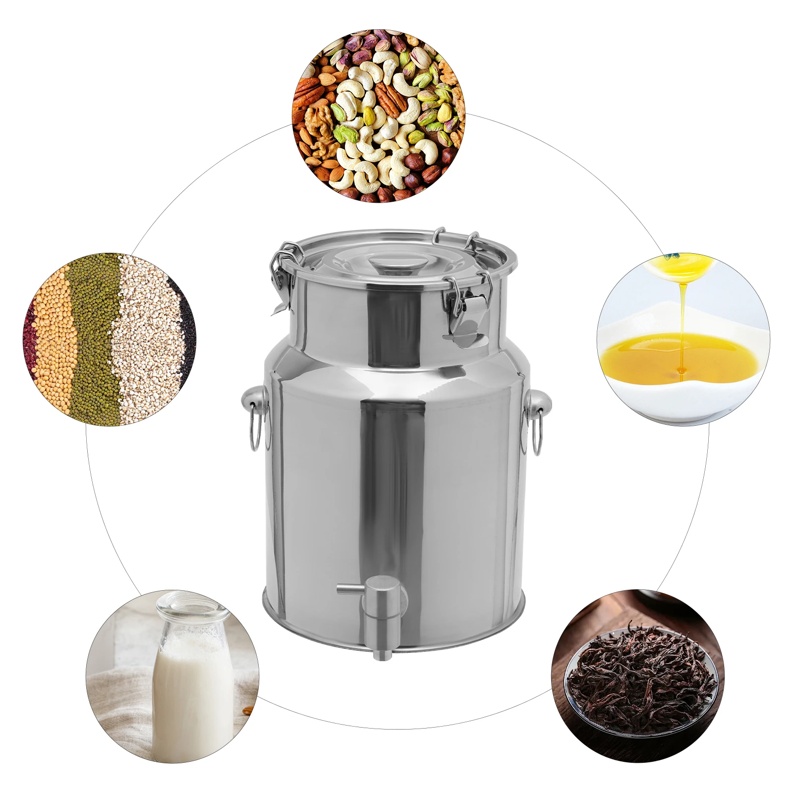 

10 Liter Milk 2.64 Gallon Can 304 Stainless Steel Milk Bucket Wine Pail Bucket with Sealed Lid for Milk and Wine Liquid Storage