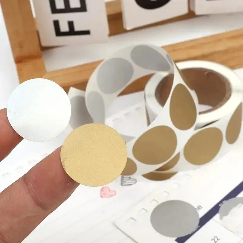 600Pcs Scratch Off Stickers Round Shape Labels Sticker Gold Silver DIY Handmade For Game Scratch Sticker Labels Party Supplies