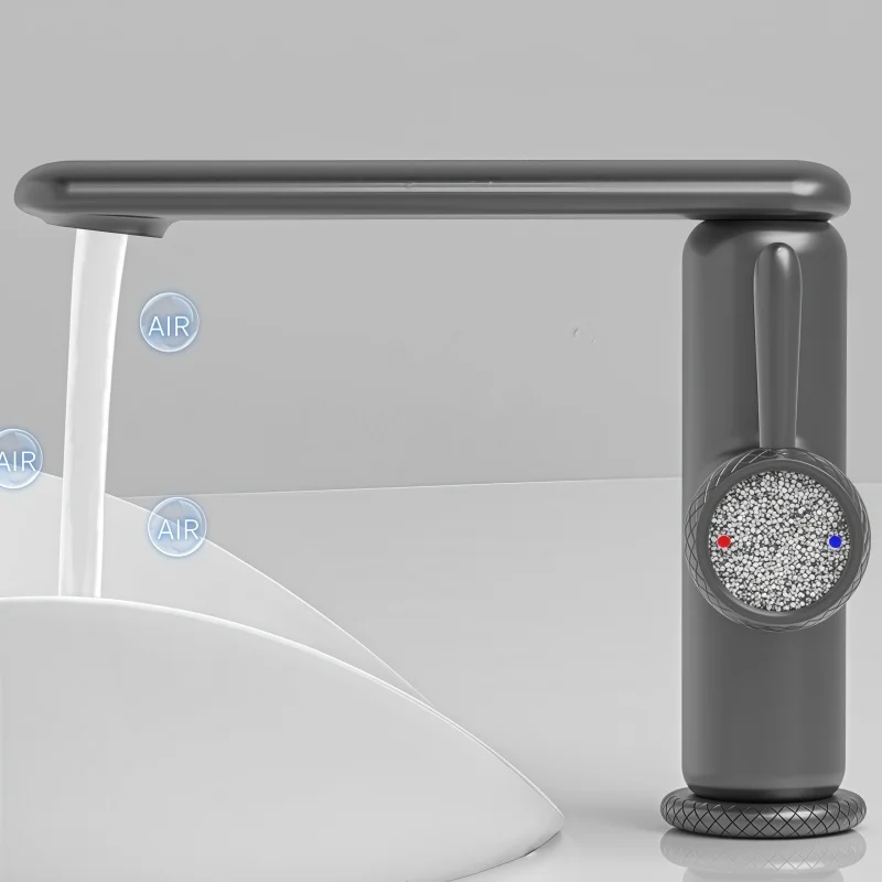 Bathroom Cabinet Brushed Gun Gray Basin Faucet Light Luxury Style Undermount Basin Hot and Cold