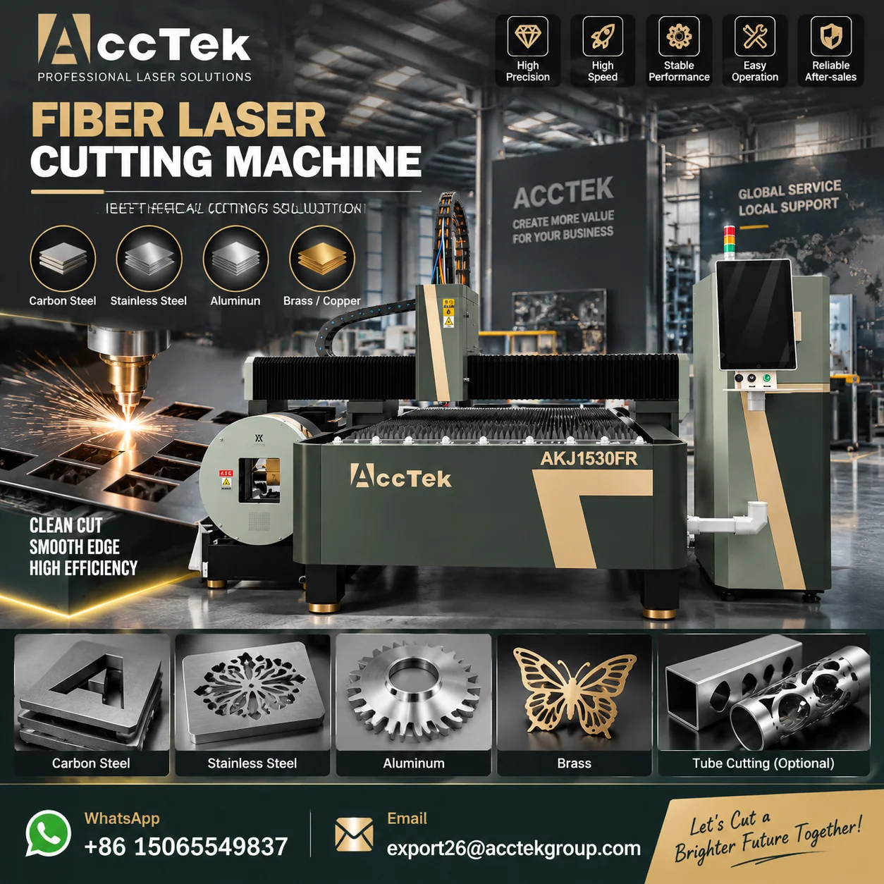 ACCTEK Fiber Laser Cutting Metal 3015 Fiber Sheet Metal Stainless Steel Laser Cutter 3000W 6KW Metal Laser Cutting Machines