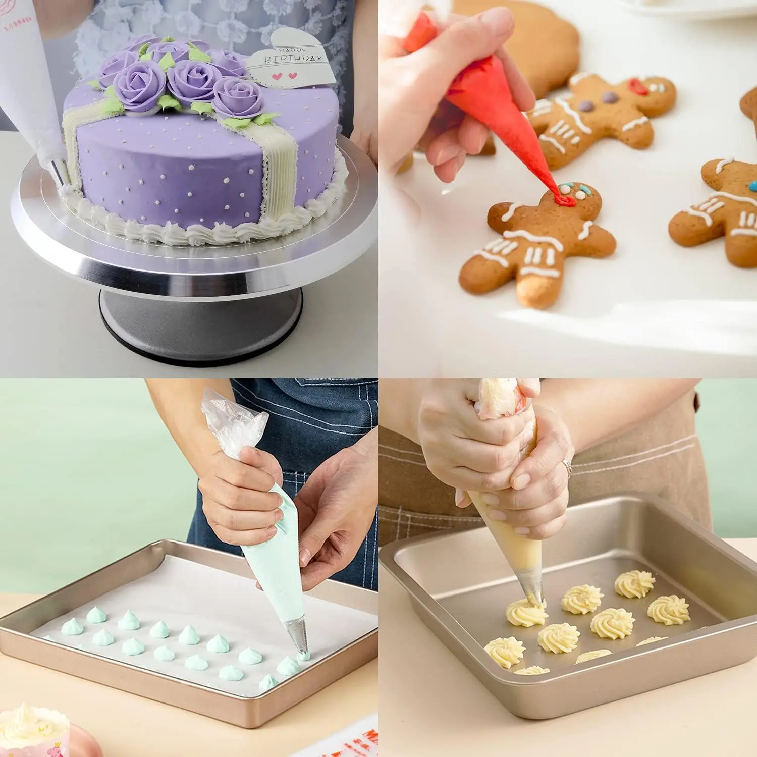 100/500pcs Icing Piping Cream Nozzle Disposable Pastry Bag Fondant Cake Decorating Tips Tools Small Large Size