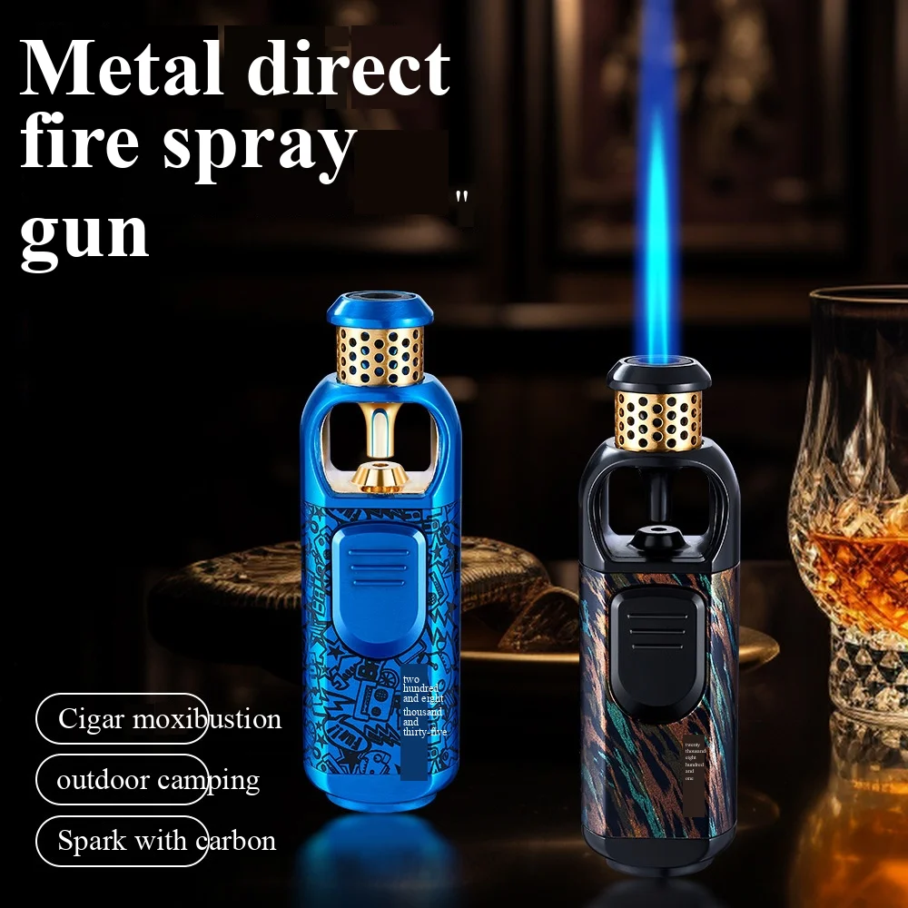 

Multi-functional New Spray Gun Type Cigarette Lighter Portable Windproof Direct Charge Blue Flame Metal Inflatable Cigar Lighter