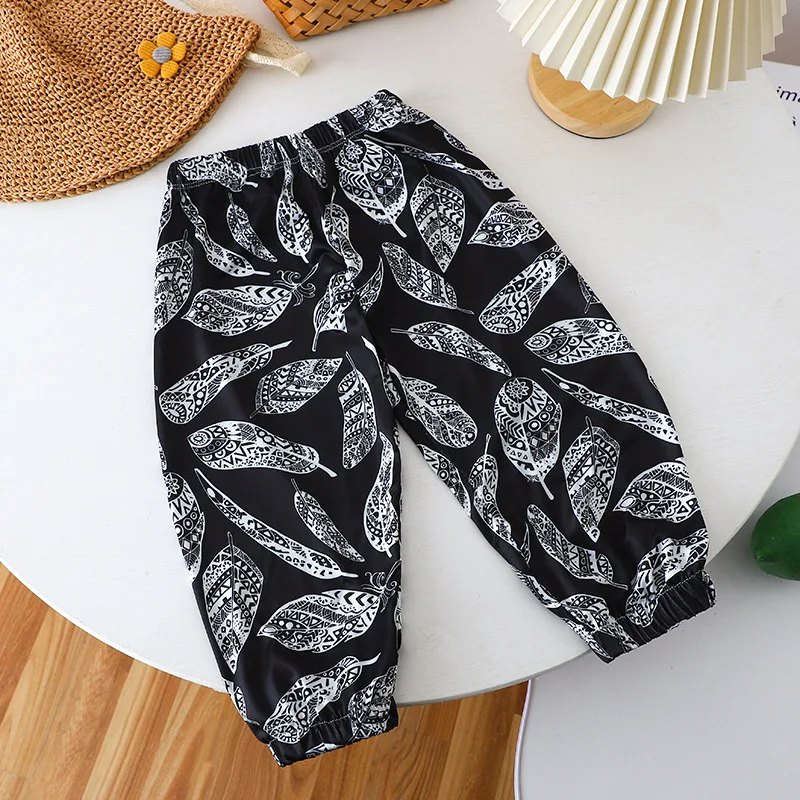 Little Boys Print Pants Summer Girls Trousers Casual Kids Thin Cuffed Pants Children Kids Clothes 1 2 3 4 5 6 7 Years New 2024