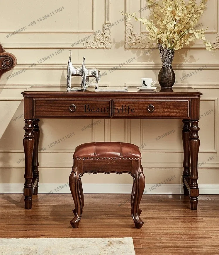 

ls 18Стол из цельного дерева, черный орех, американский стиль, письменный стол для спальни, компьютерный стол