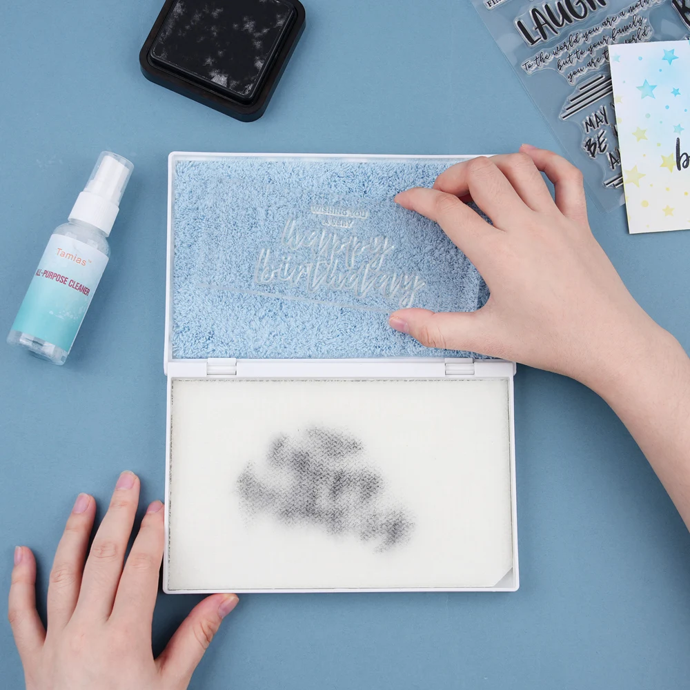 

7.3x4.9inch Stamp Scrubber for Stamps Double-sided, holds one bristle pad and one microfiber pad Stamping Tool for Cleaning Clin