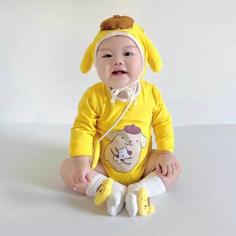 Baby Rompers Yellow Dog Infant Costume Girls Boys Dog Fancy Dress Cosplay Halloween Costume Animal Outfits Jumpsuit Toddler