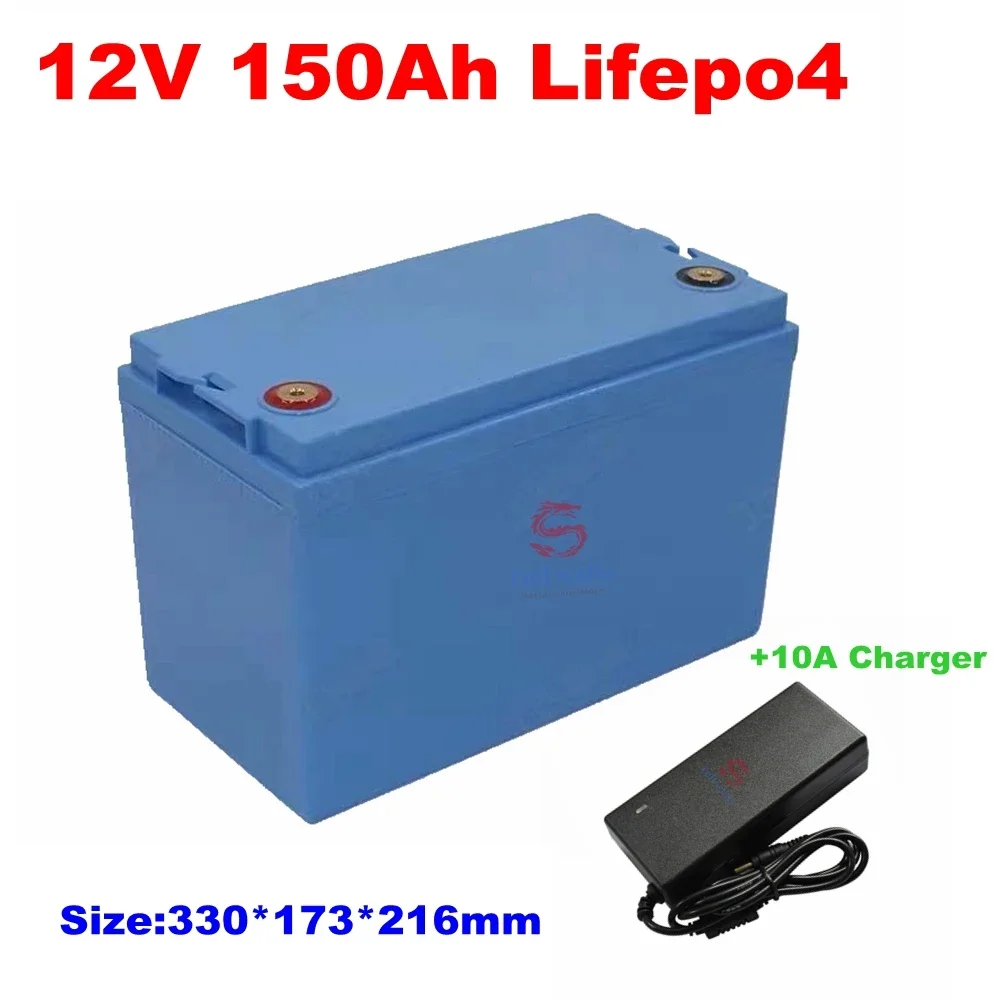 

Waterproof 12V 150Ah Lifepo4 BatteryBMS with Bluetooth for 1200w Solar System Motor Home Boat RV+10A Charger