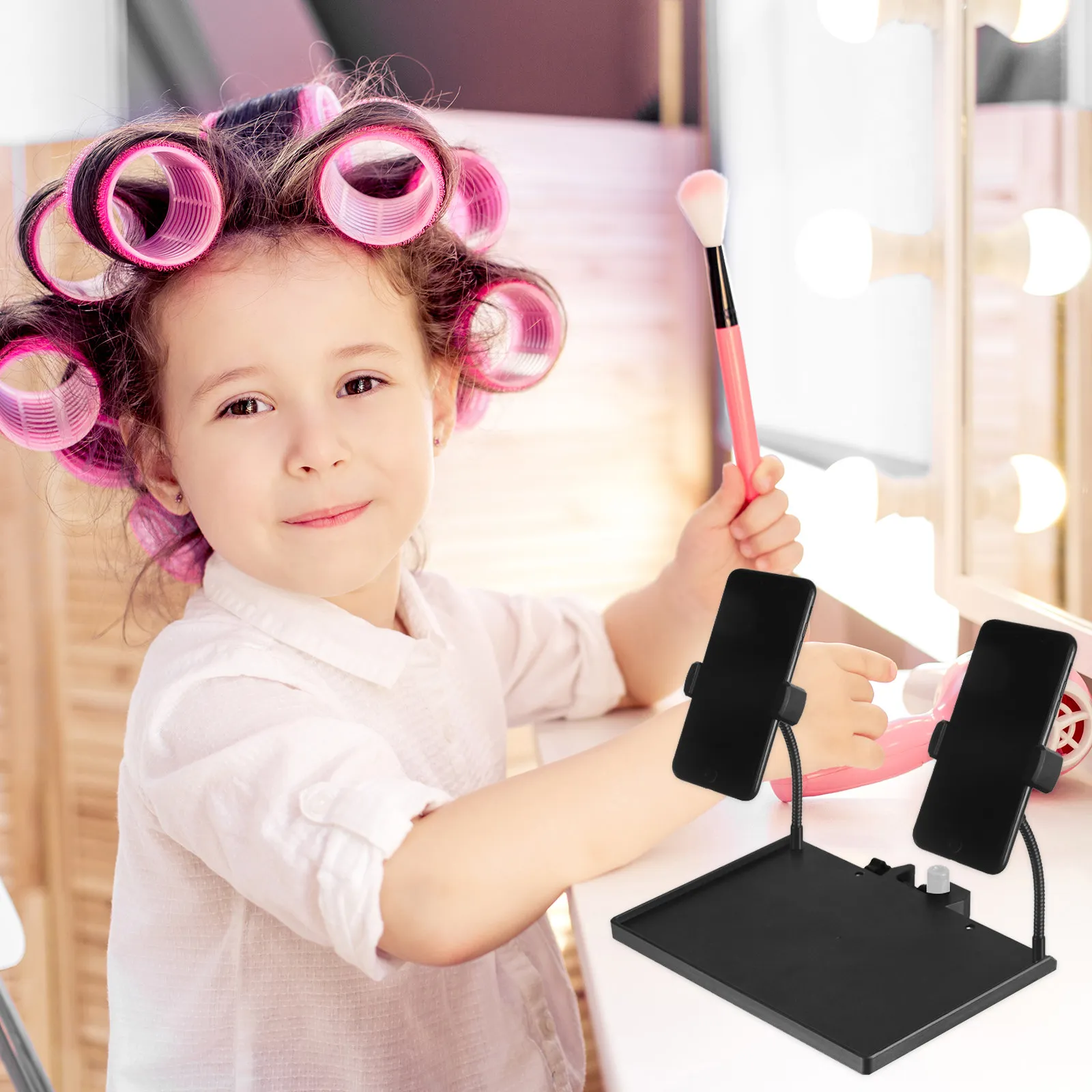 Microphone Stand Tray Clamp-on Rack Music Sheet Stand Shelf Holder for Broadcast Surface Detachable Phone Clip