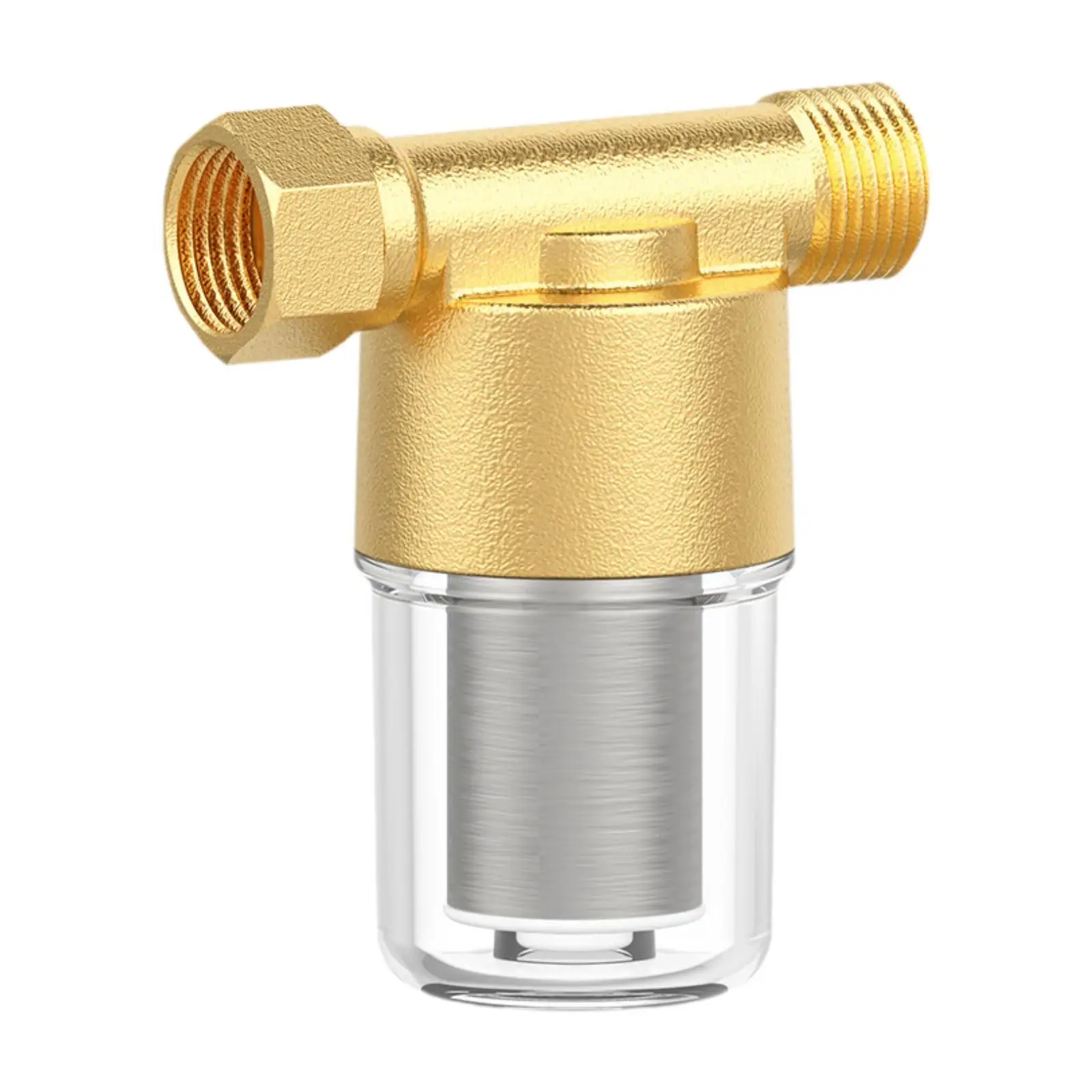 Brass Inline Water Pre Filter Accessories Transparent Housing Stainless Steel Mesh for Washing Machine Simple Assembly Versatile