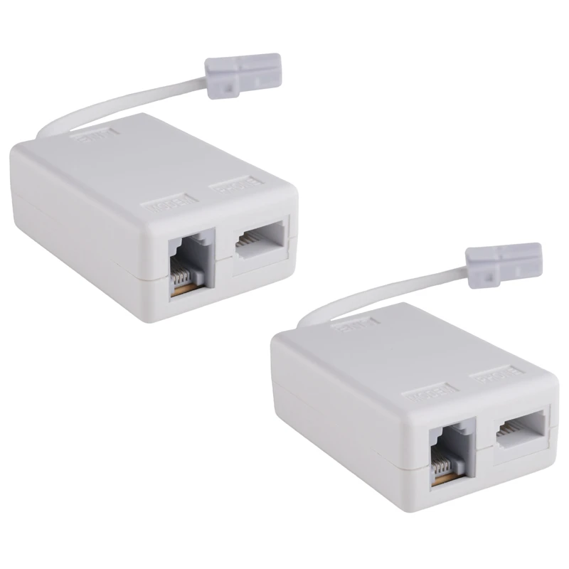 BT Plug To ADSL RJ11 Broadband Internet Microfilter Splitter 2 Pack, BT Male To BT & RJ11 Female For Landline Modem