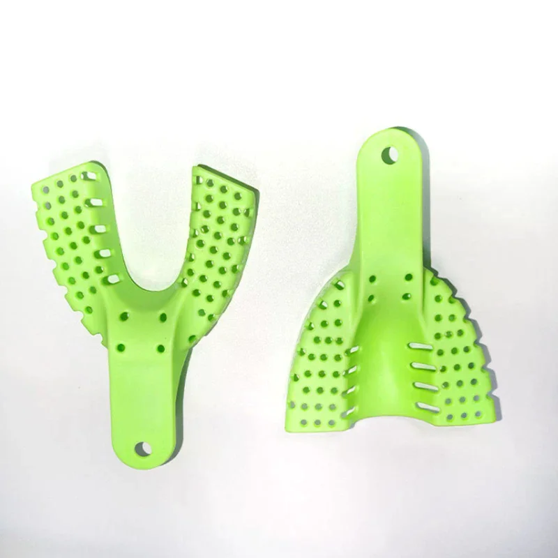 10Pcs Dental Impression Tray Impression Mesh Plastic Materials Dental Impression Trays Full-Size Green Blue Lab Tools