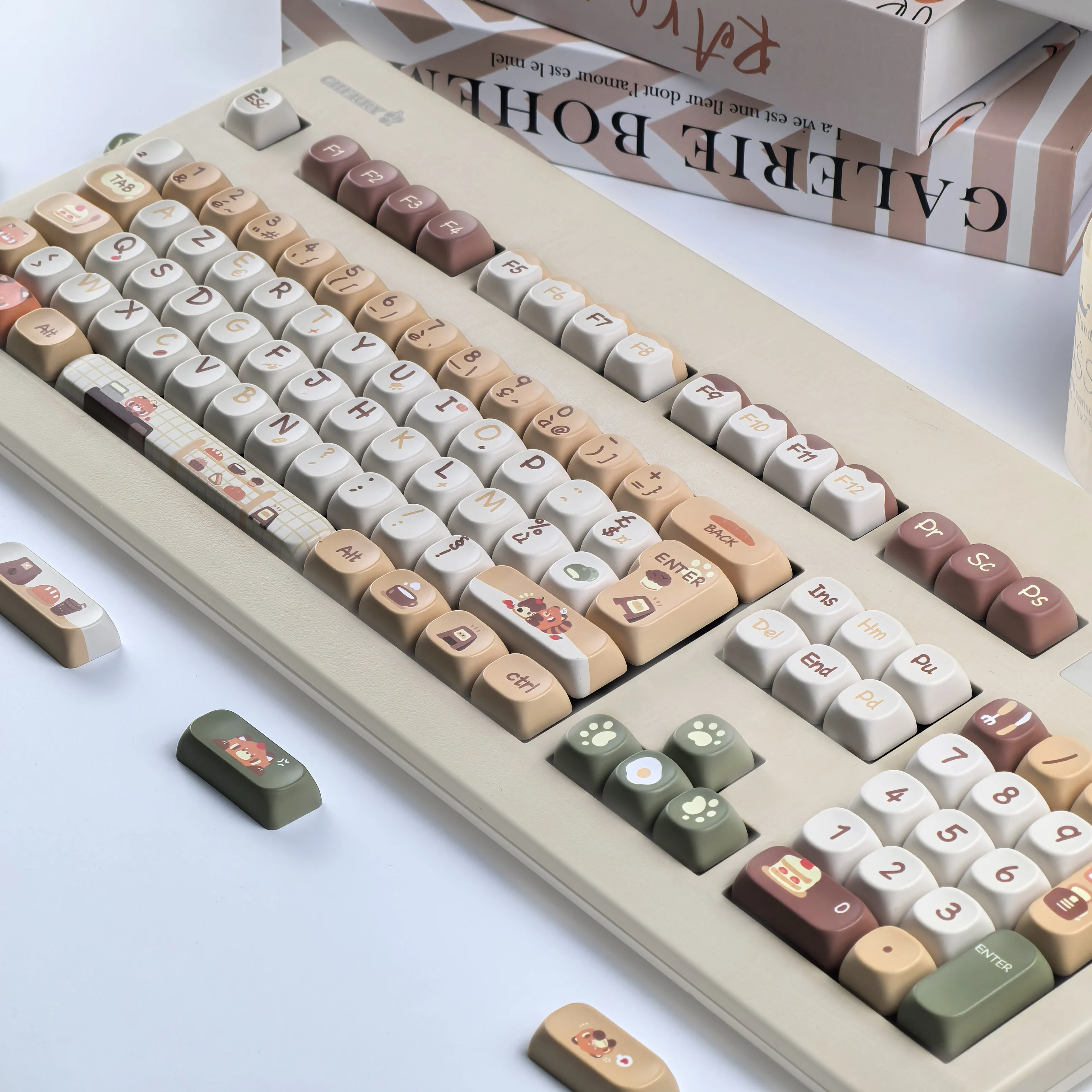 MAIMOOO Keycap ISO Azerty French Alice Layout Keyboard Keycaps Touches Azerty Little Panda Coffee Shop Moa Pbt Cute Keycap