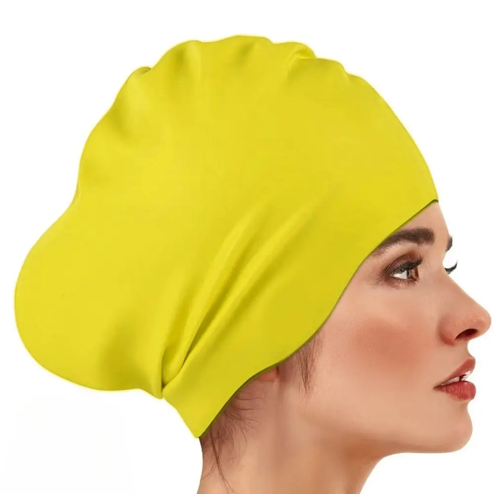 Swim Head Hood Elastic Silicone Swim Headgear Soft Solid Color Waterproof Swim Cap Sunscreen Professional Snorkeling Cap Women