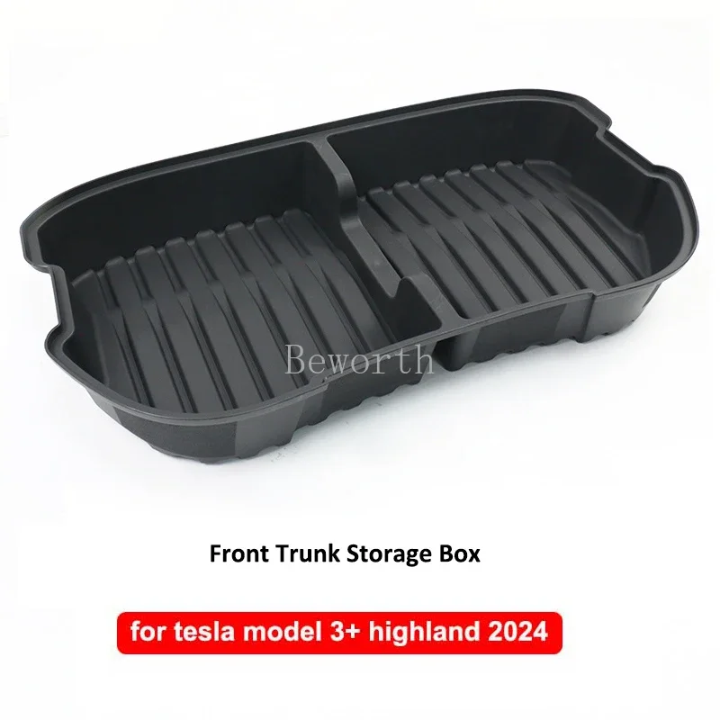 for Tesla Model 3 Highland 2024 Double-Layer Rear Front Trunk Storage Box Frunk Organizer Tray with Compartments Car Accessories