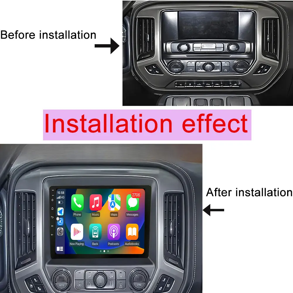 For Chevrolet Silverado 3 GMTK2 2014 - 2018 Car Radio Video Multimedia Player Wireless CarPlay GPS Navigation DSP Stereo BT WiFi