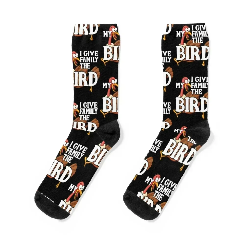 

Funny Thanksgiving Dinner - I Give My Family the Bird Socks Men's designer Mens Socks Women's