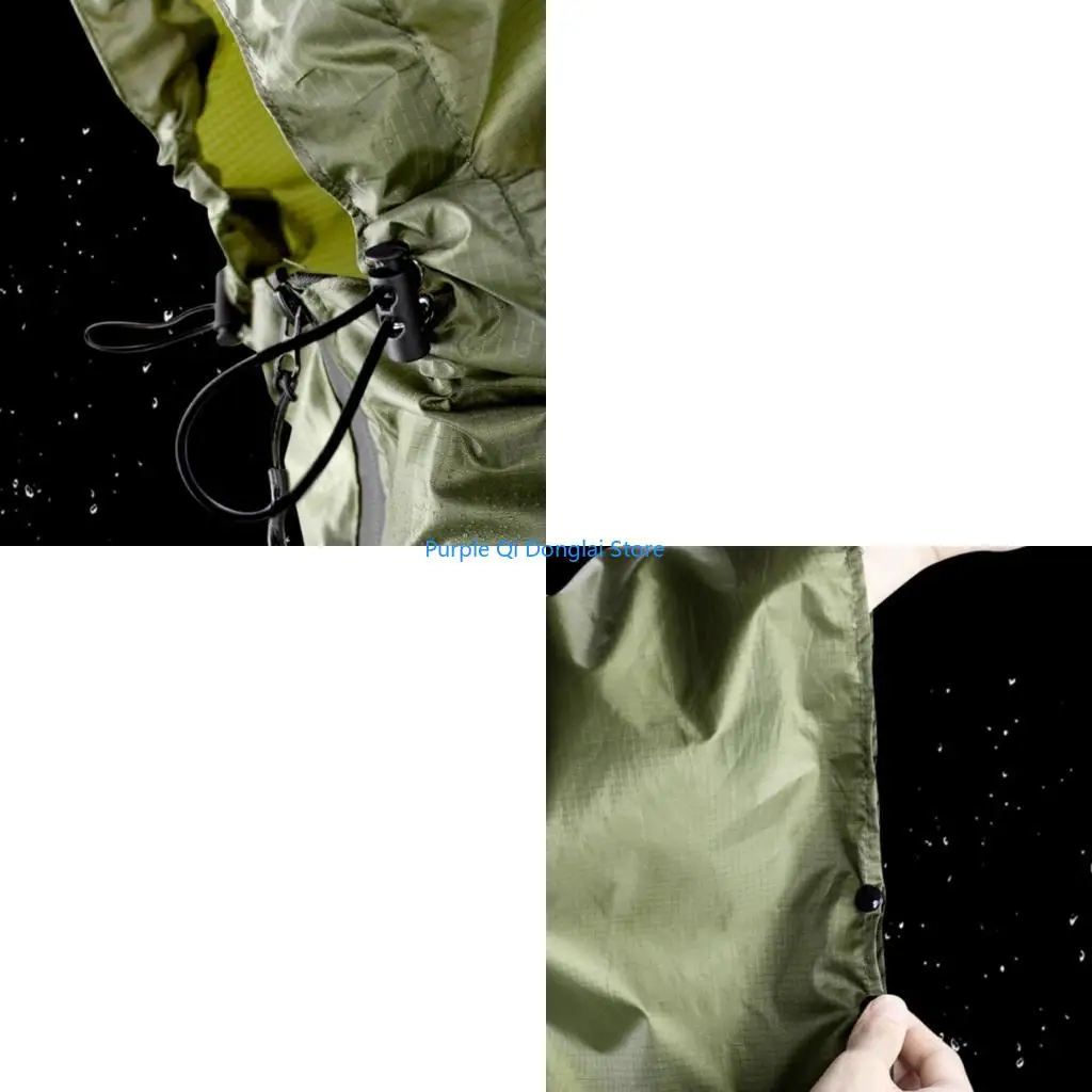 L21E Adult Waterproof Rain Poncho Lightweight Reusable Hiking Hooded Coat Jackets