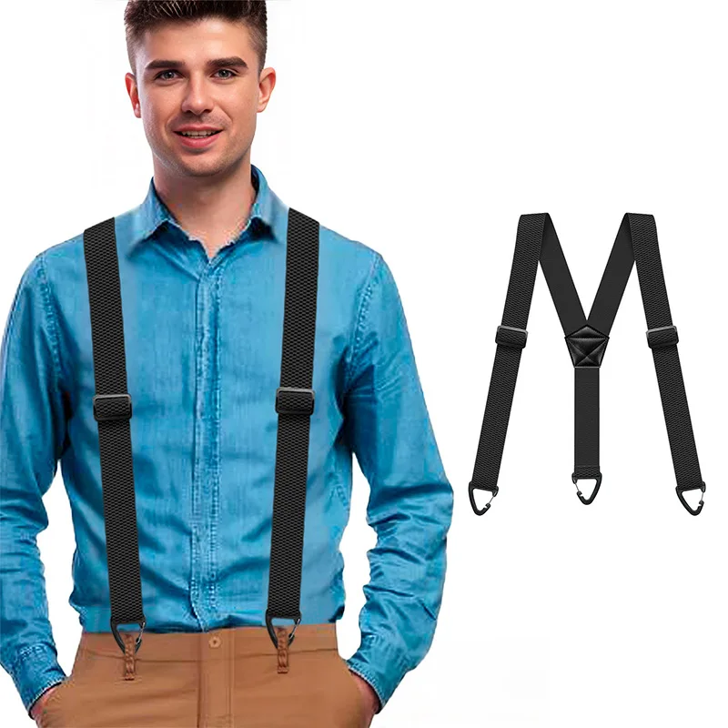 Men's Y-shaped Elastic Back Strap Three Hook Adjustable Suspender Strap Strong Buckle Business Formal Trousers Suspenders Men