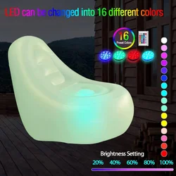 LED Inflatable Chair Brow Up Illuminated Sofa Adults Kids Lazy Couch Lights Indoor Outdoor Frosted White Portable Stool Camping