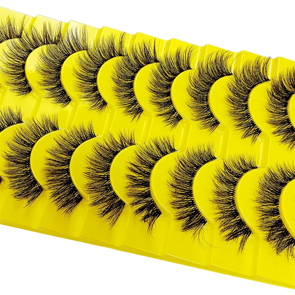 10 Paar Wimpern klares Band natürliche wispy flauschige Wimpern natürlichen Look russische Streifen Wimpern 3D-Effekt Katze Wimpern, die