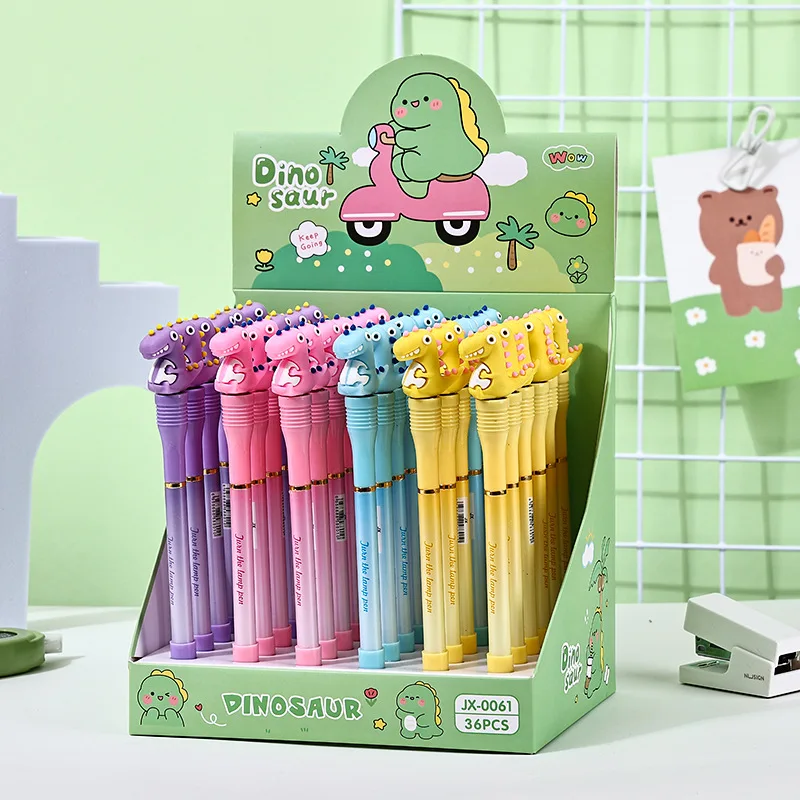 

36 pcs/lot Kawaii Dinosaur Light Gel Pen Cute 0.5mm Black Ink Pens Stationery Gift Office School Supplies wholesale