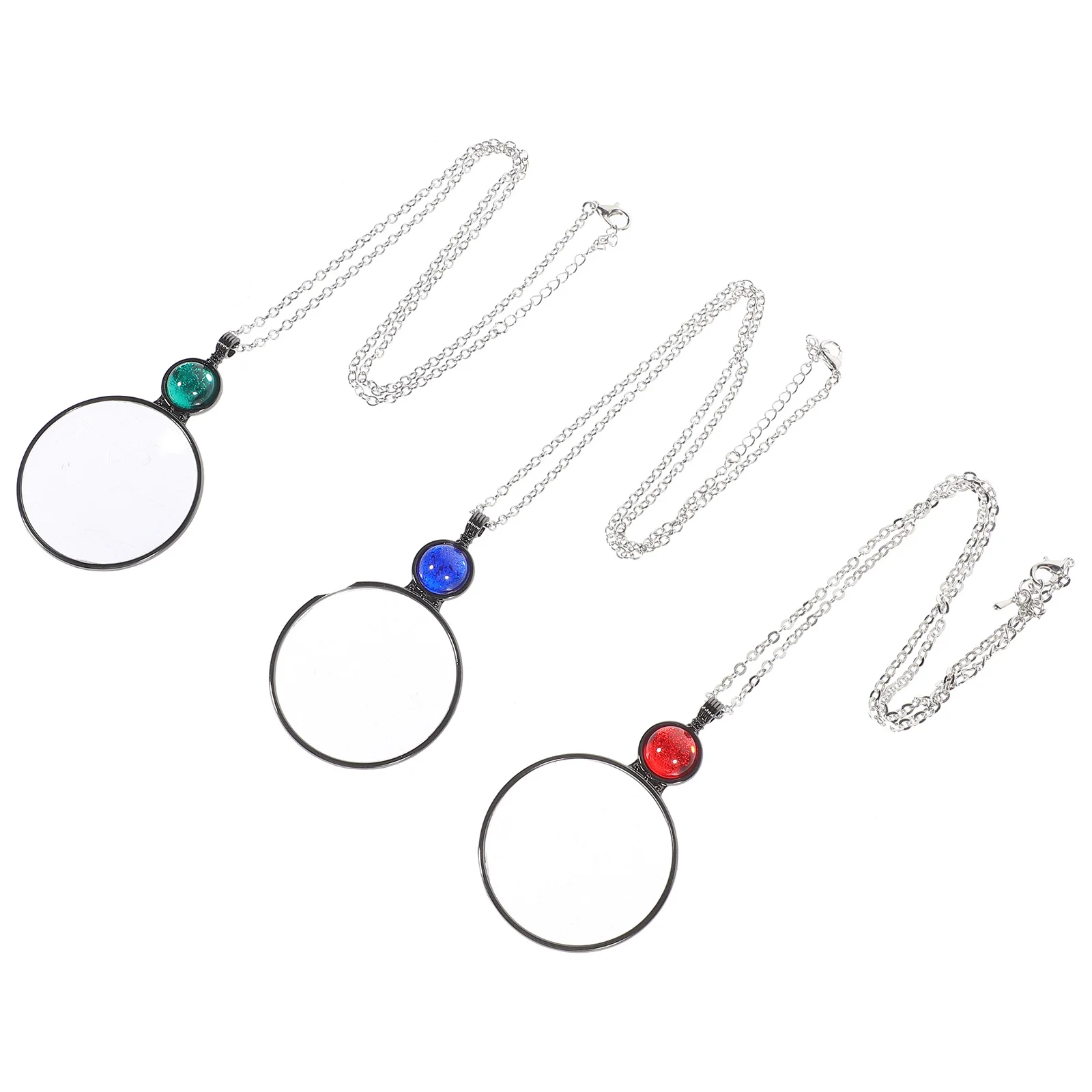 

3Pcs Magnifying Glass Pendant Necklace Sturdy Alloy Glass Lightweight Hanging Magnifier for Reading Sewing Prescriptions Elderly