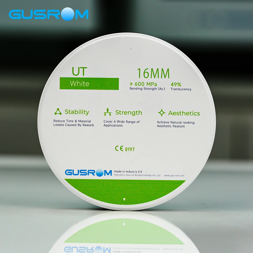 

GUSROM UT белый циркониевый блок 98 мм, высокий полупрозрачный стоматологический циркониевый диск для CAD/CAM, эстетический шпон, восстановление передней коронки