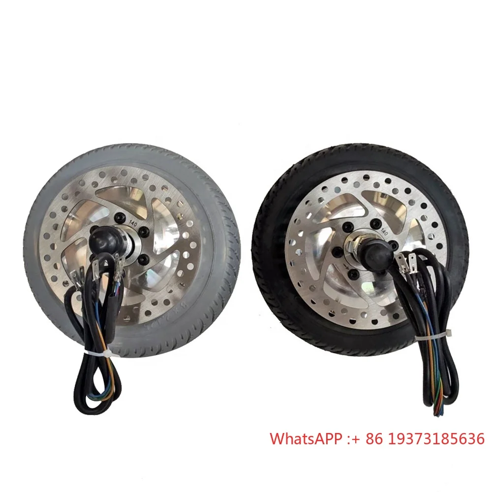 Motor de cubo alinhado da roda traseira de 8 polegadas 48V 36V 350W para scooter elétrica de bicicleta