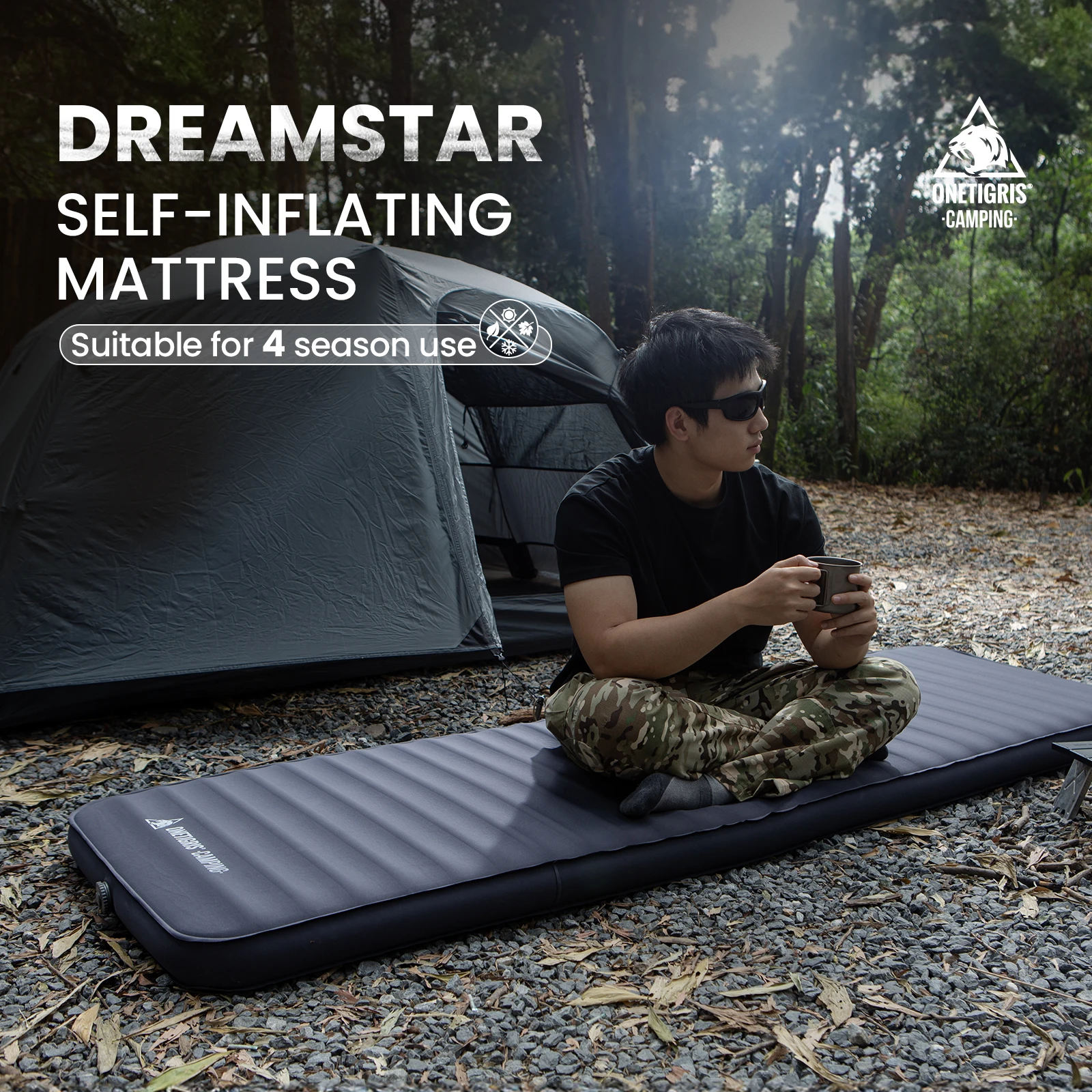 OneTigris DREAMSTAR Sleeping Pads Interior Air Mattress Glamping Mats Sleeping Mattress Camping Bed Mat Built-in Pump Camp Mat