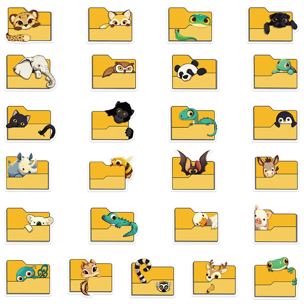 50PCS Cartoon Folder Animal Graffiti Stickers, Decor Luggage, Guitar, Water Bottles, Skateboard Stickers